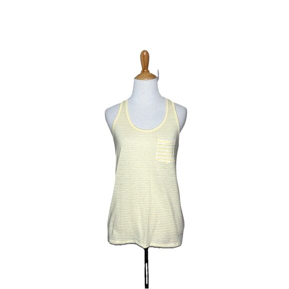 Ann Taylor LOFT  Yellow & White Scoop neck Lightweight Tank Top Womens Small - Picture 1 of 7